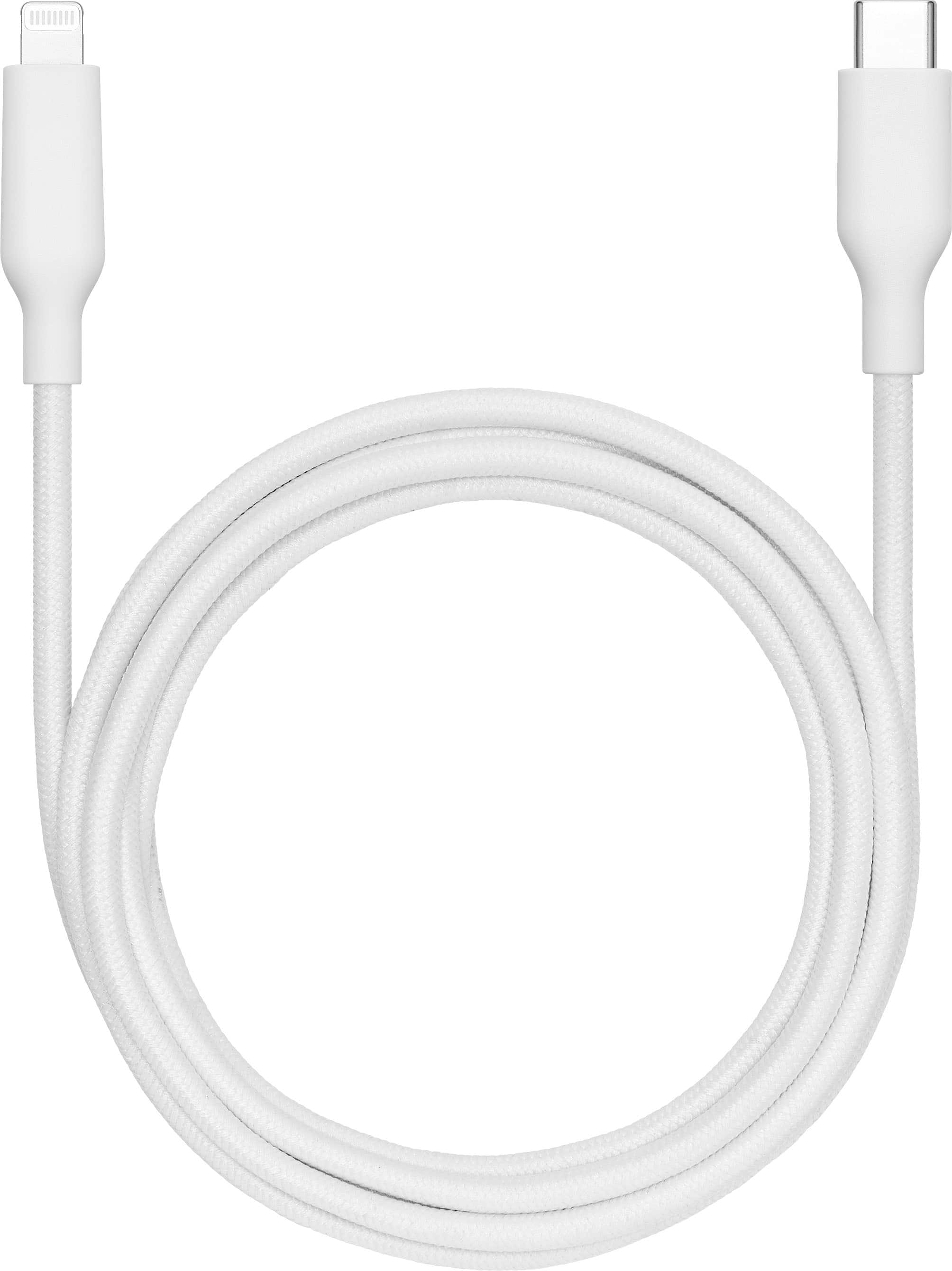 Alt View 1. Best Buy essentials™ - 6’ Lightning to USB-C Braided Charge-and-Sync Cable - White.