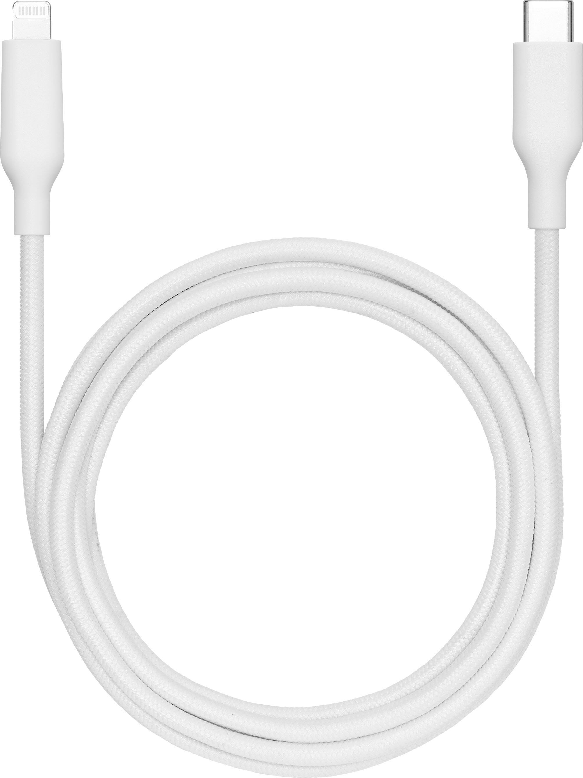 Alt View 1. Best Buy essentials™ - 6’ Lightning to USB-C Braided Charge-and-Sync Cable - White.