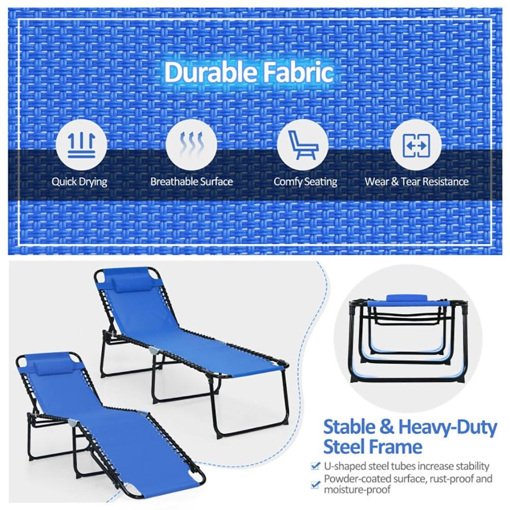 Durable Fabric  
- Quick Drying  
- Breathable Surface  
- Comfy Seating  
- Wear & Tear Resistance  

Stable & Heavy-Duty Steel Frame  
- U-shaped steel tubes increase stability  
- Powder-coated surface, rust-proof and moisture-proof