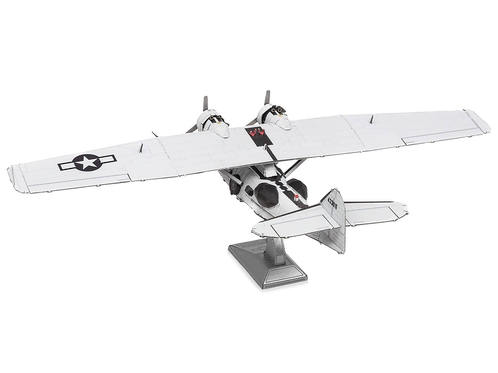 Left. Metal Earth - Consolidated PBY Catalina Amphibious Aircraft "Miss Pick Up" US Army Air Forces Moderate Difficulty Steel Model - White.
