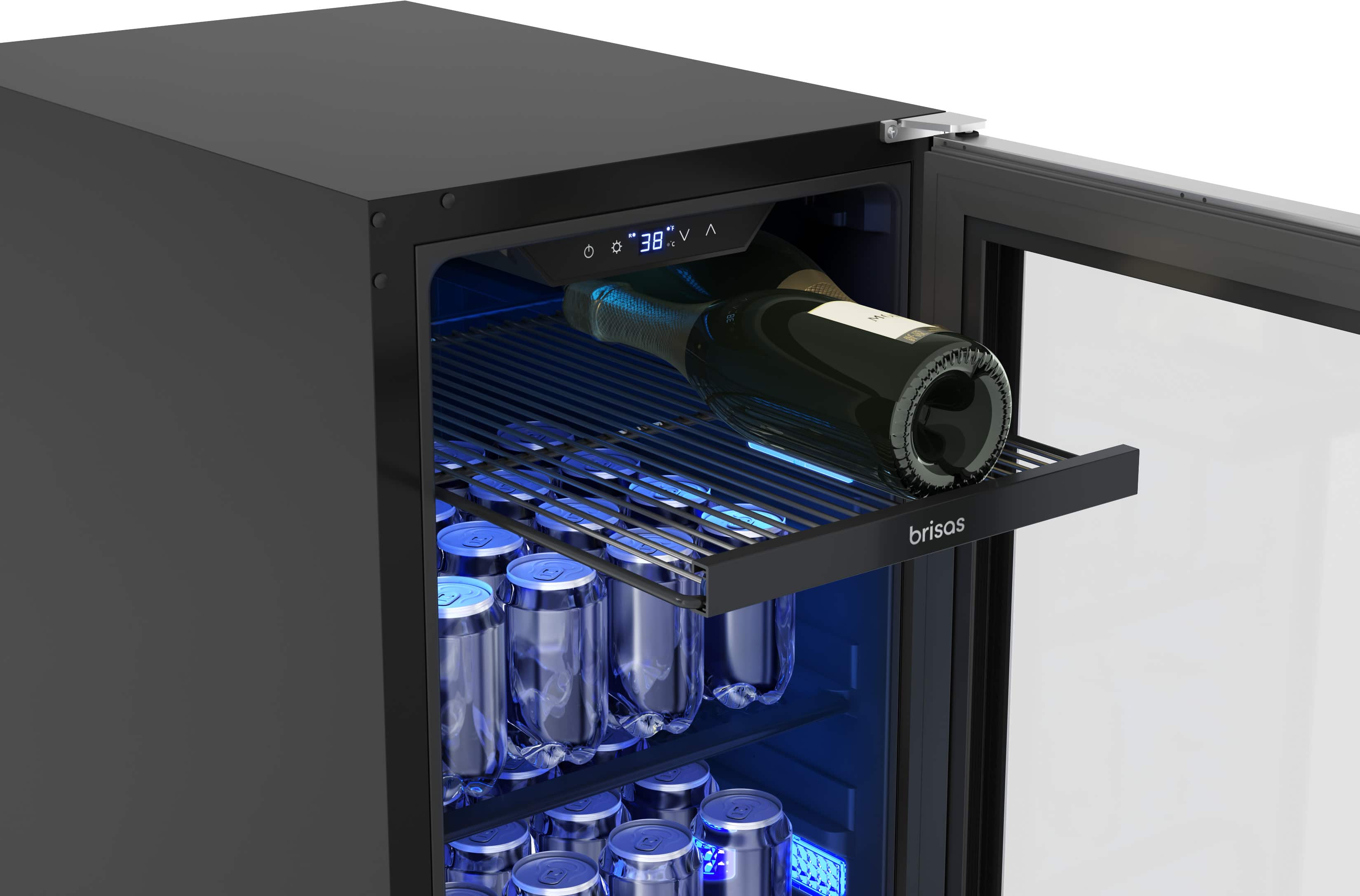 Alt View 18. Zephyr - Brisas 15 in. 4-Bottle and 64-Can Single Zone Beverage Cooler - Stainless Steel/Glass.