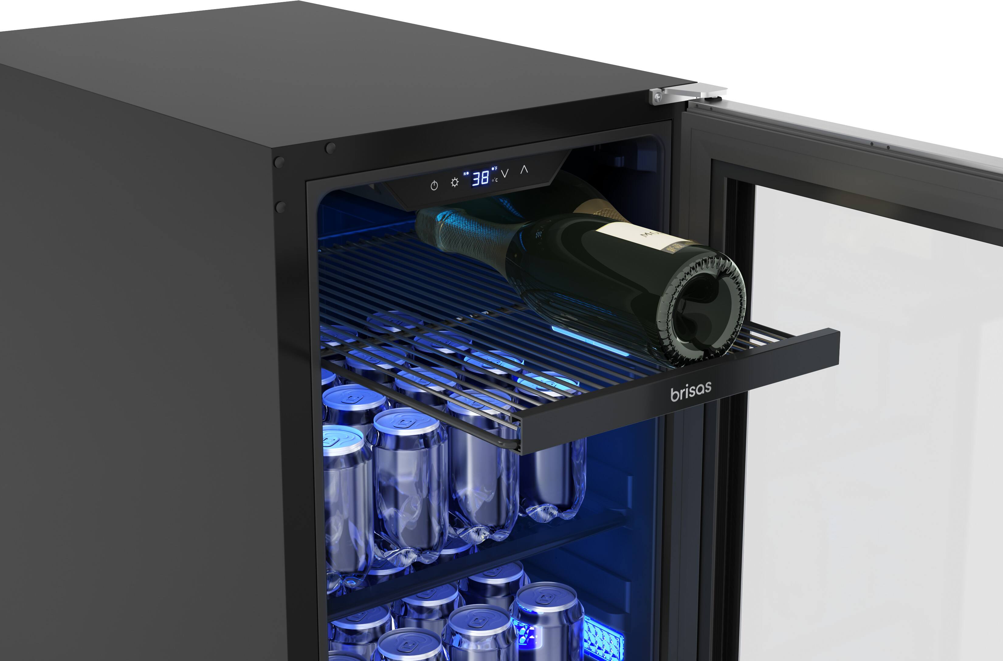 Alt View 18. Zephyr - Brisas 15 in. 4-Bottle and 64-Can Single Zone Beverage Cooler - Stainless Steel/Glass.
