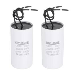 Unique Bargains - 2pcs CBB60 Capacitor 35uF 450V Run Round Start Capacitor for AC Motor, Pump, HVAC Compressor - White