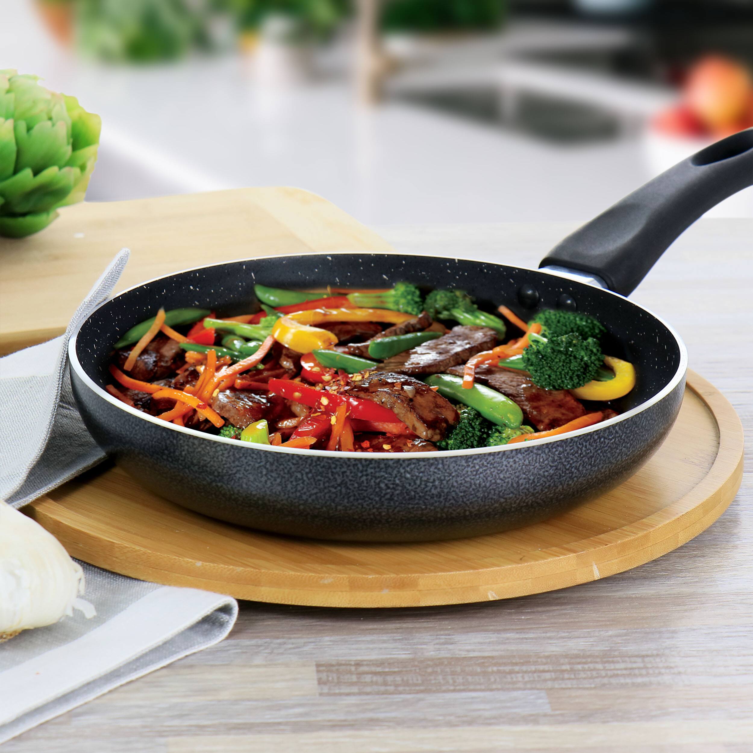 Alt View 5. Oster - Oster 9.4 in. Nonstick Aluminum Frying Pan in Graphite Grey - Graphite.