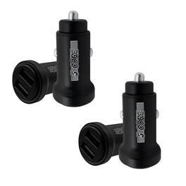 5 CORE - Fast Car Charger Pair Quick Charging Phone USB Adapter 2 Port Cigarette Lighter Auto Charger - Black