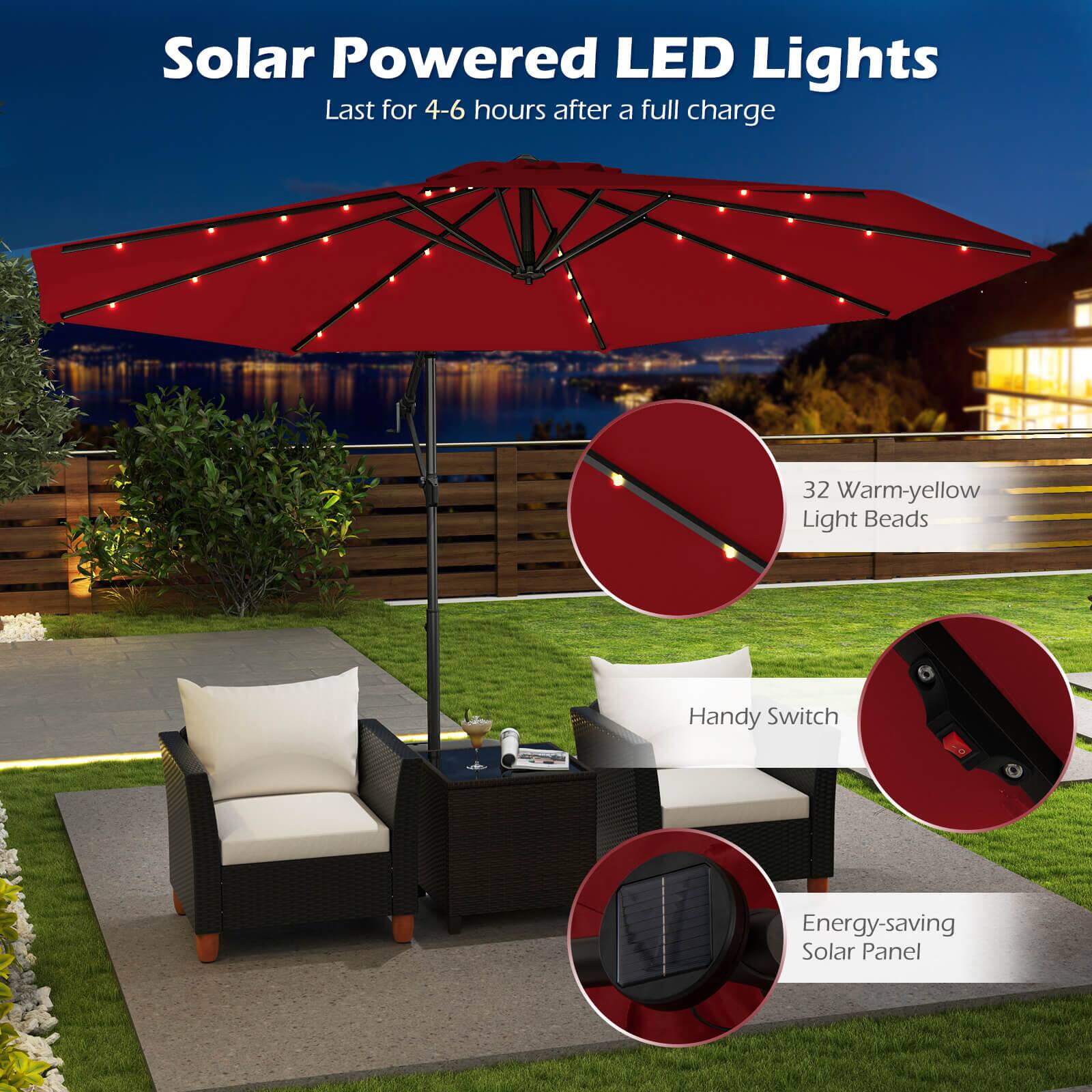 Solar Powered LED Lights: Last for 4-6 hours after a full charge, 32 Warm-yellow Light Beads, Handy Switch, Energy-saving Solar Panel.