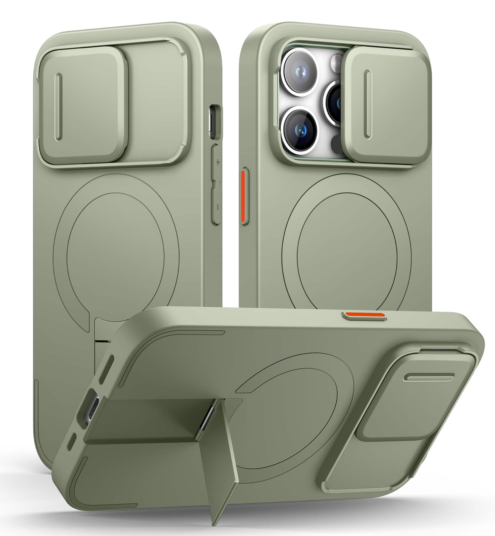 SURITCH - Bumper Case for iPhone 14 Pro with Camera Cover, Kickstand, Compatible with MagSafe, Shockproof Slim Protective Cover - Khaki Green price history on PriceWatchPro