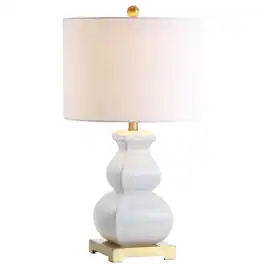 Jonathan Y - Vienna 25.5" Ceramic LED Table Lamp, /Gold - White