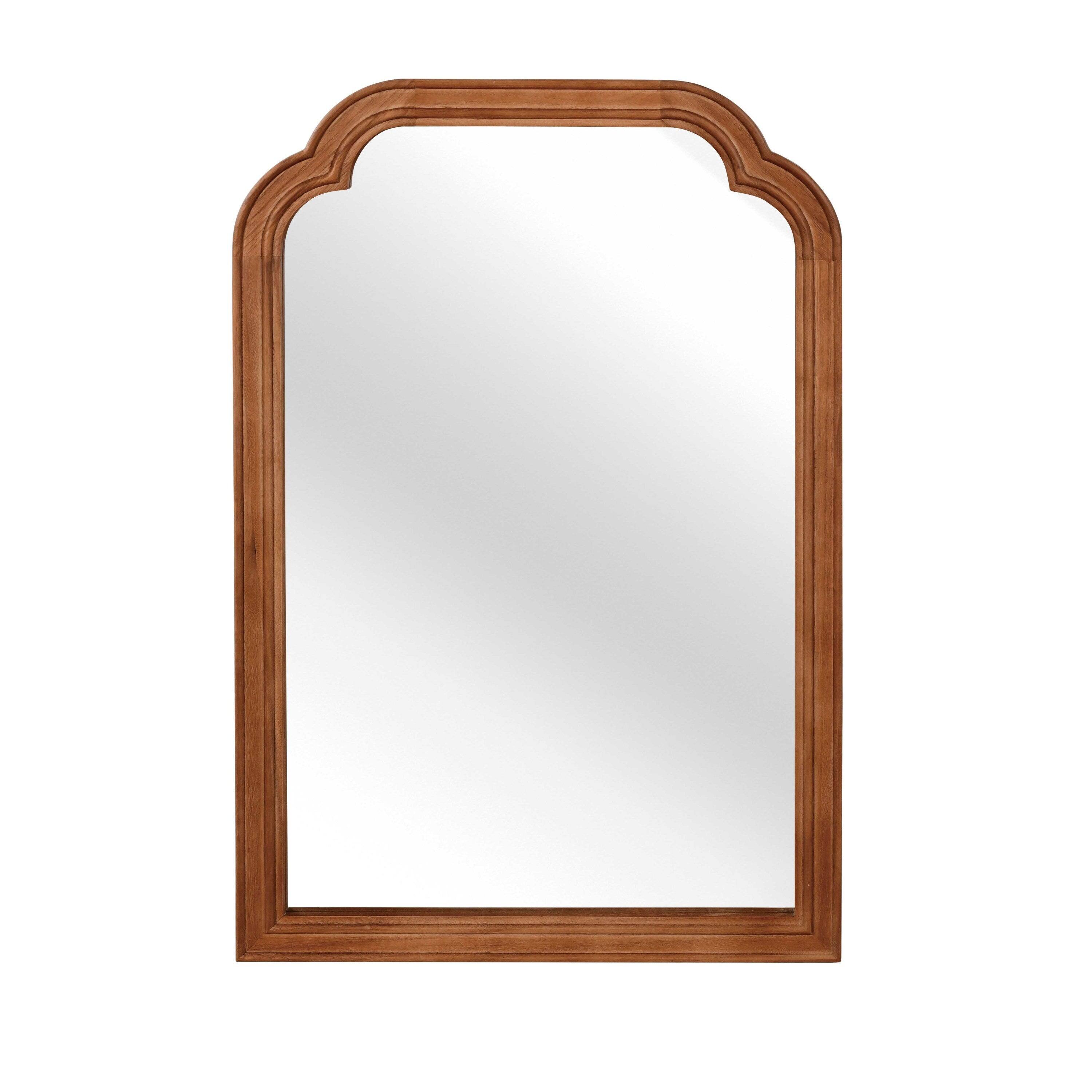 Alt View 1. BreeBe - 20x30 Yellowish Brown Solid Wood Rounded Corner Decorative Mirror for Bedroom Bathroom Living Room Entryway - Yellow Brown.