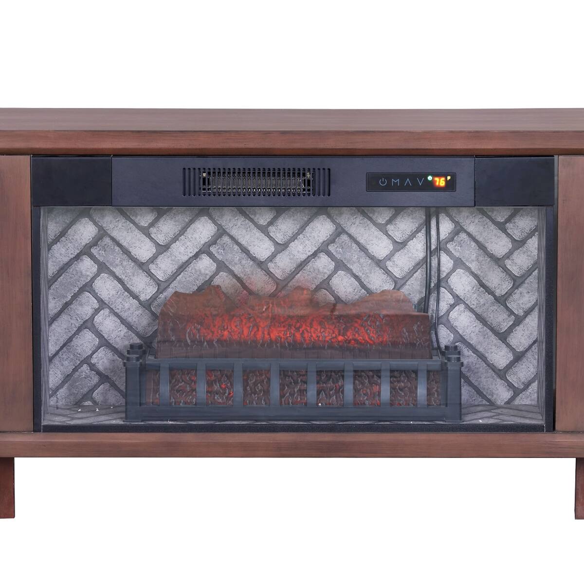 Alt View 1. Loheer - Loheer 78 inch fireplace tv stand mid century modern media console brown wood entertainment center - Brown Mix.