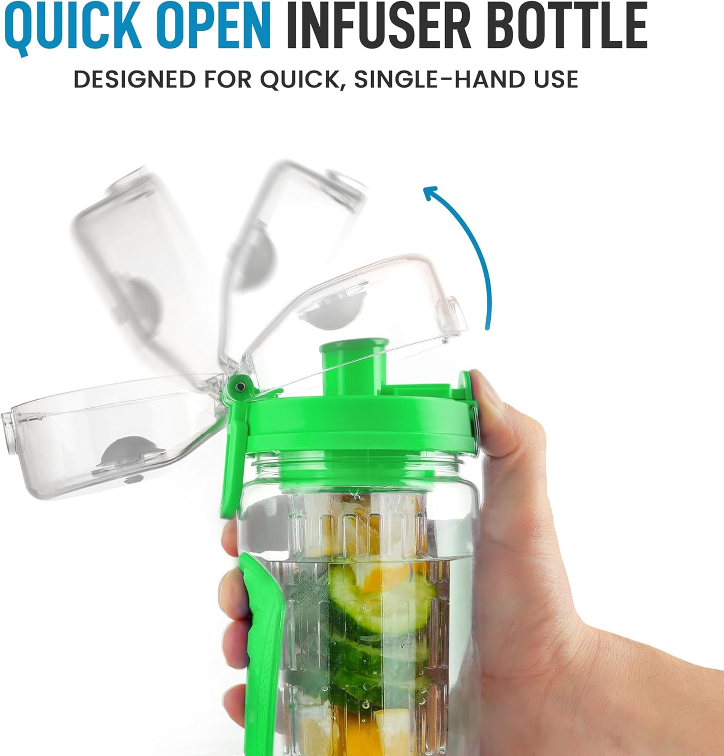 QUICK OPEN INFUSER BOTTLE  
DESIGNED FOR QUICK, SINGLE-HAND USE