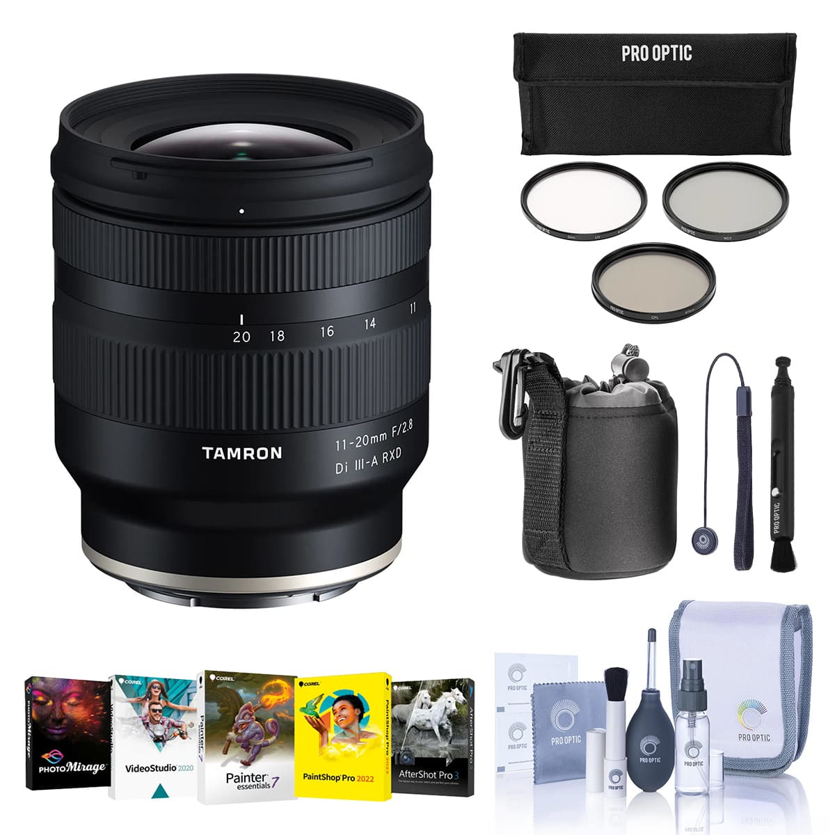 Bundle - Tamron - 11-20mm f/2.8 Di III-A RXD Lens for Sony E, with ProOptic 67mm Filter Kit, PC Software Kit, Cleaning Kit, price history on PriceWatchPro