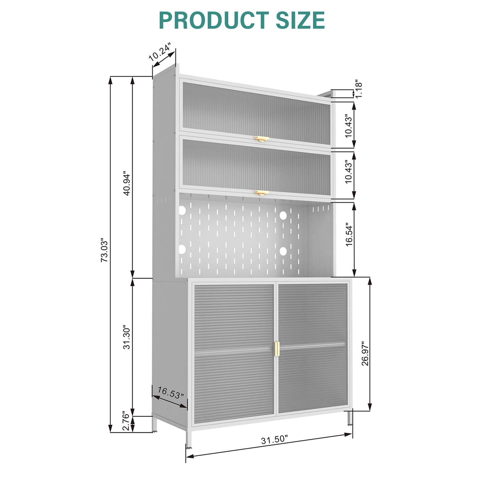 PRODUCT SIZE

- Height: 40.94"
- Width: 31.50"
- Depth: 16.53"
- Shelf 1: 10.24" (top) x 10.43" (front)
- Shelf 2: 10.43" (front)
- Shelf 3: 10.43" (front)
- Shelf 4: 10.43" (front)
- Shelf 5: 10.43" (front)
- Shelf 6: 10.43" (front)
- Shelf 7: 10.43" (front)
- Shelf 8: 10.43" (front)
- Shelf 9: 10.43" (front)
- Shelf 10: 10.43" (front)
- Shelf 11: 10.43" (front)
- Shelf 12: 10.43" (front)
- Shelf 13: 10.43" (front)
- Shelf 14: 10.43"