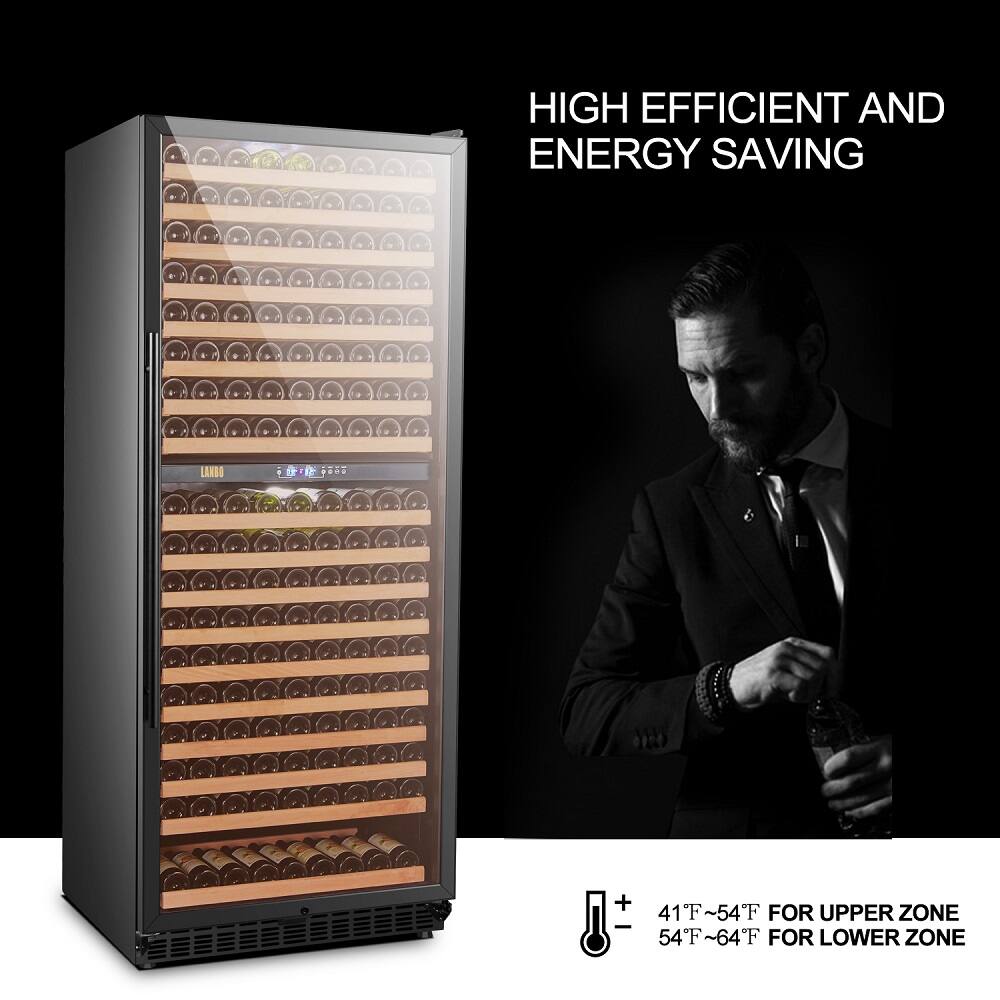 Alt View 11. Lanbo - 32 Inch 287 Bottle Dual Zone Wine Refrigerator with Ultra-Quiet Compressor Cooling and Double-Layer Tempered Glass Door - Black.