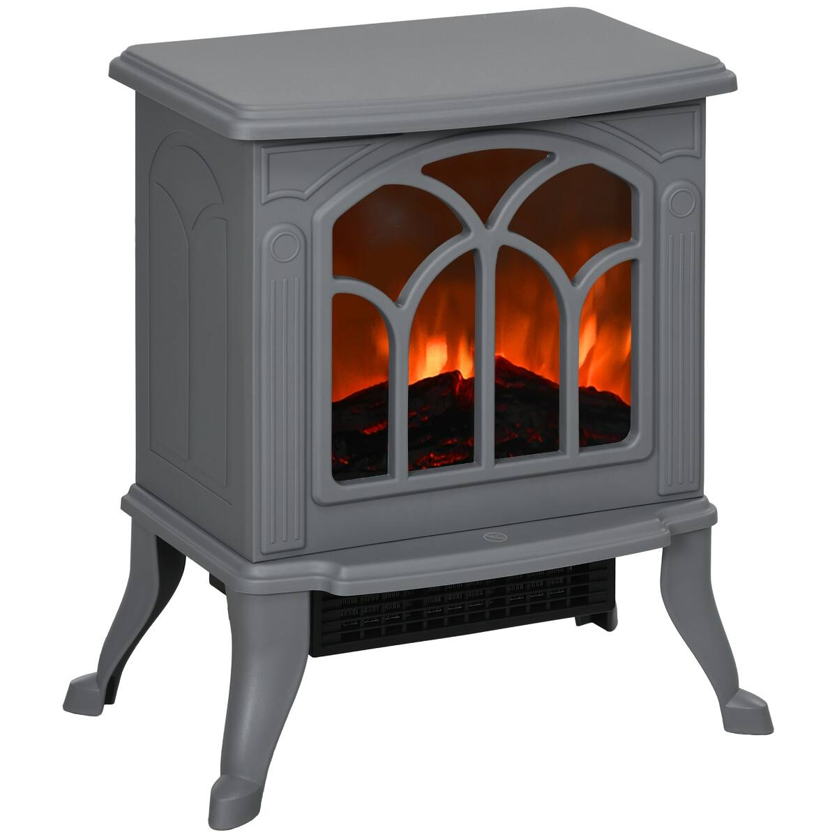 Front. Loheer - Loheer 17 inch freestanding electric fireplace stove Gray Portable Heater - Gray.