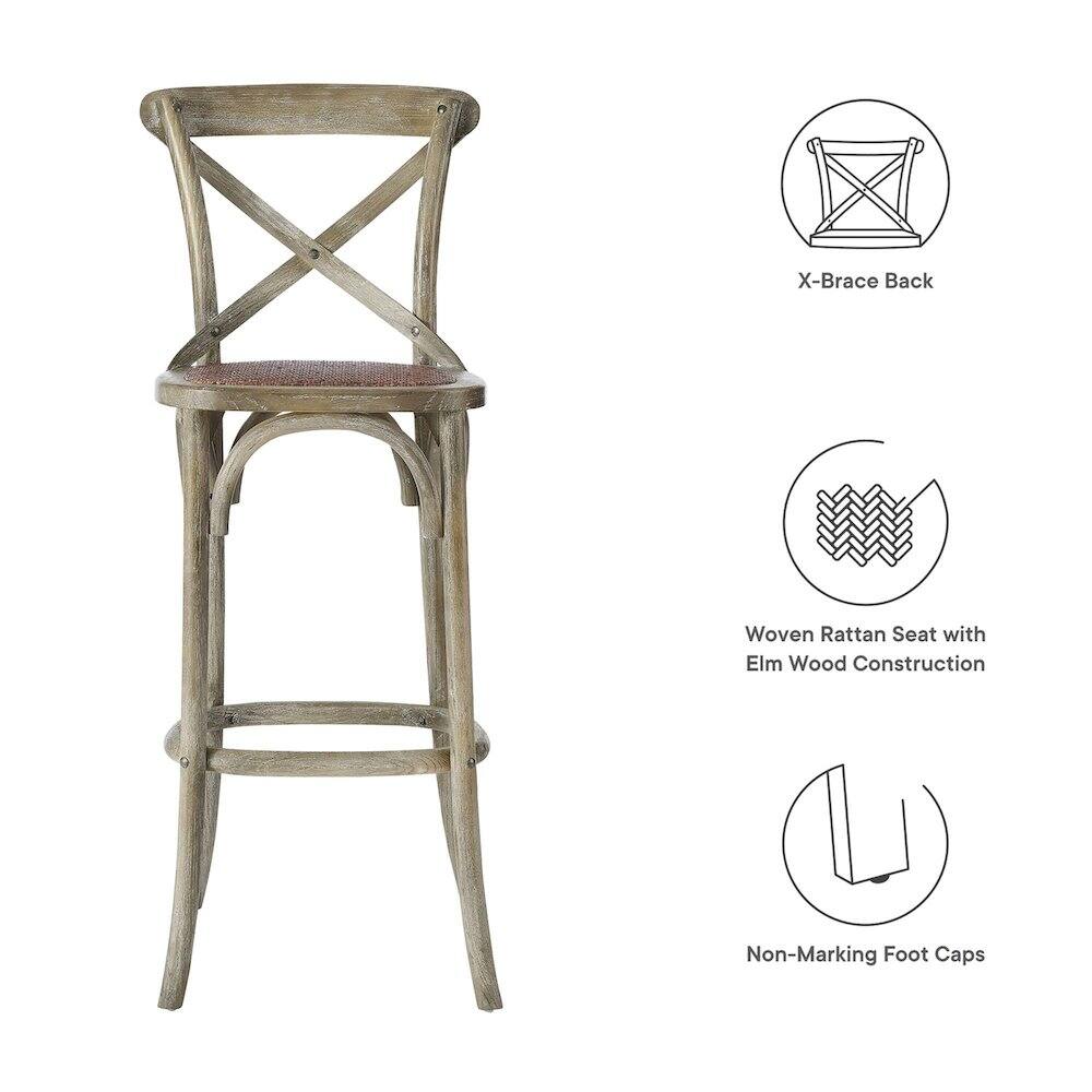X-Brace Back  
Woven Rattan Seat with Elm Wood Construction  
Non-Marking Foot Caps