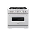 ZLINE - 36 in. Wide 6 Burner 5.2 cu. ft. Classic Dual Fuel Freestanding Range with Cooktop and Convection Oven - Stainless Steel