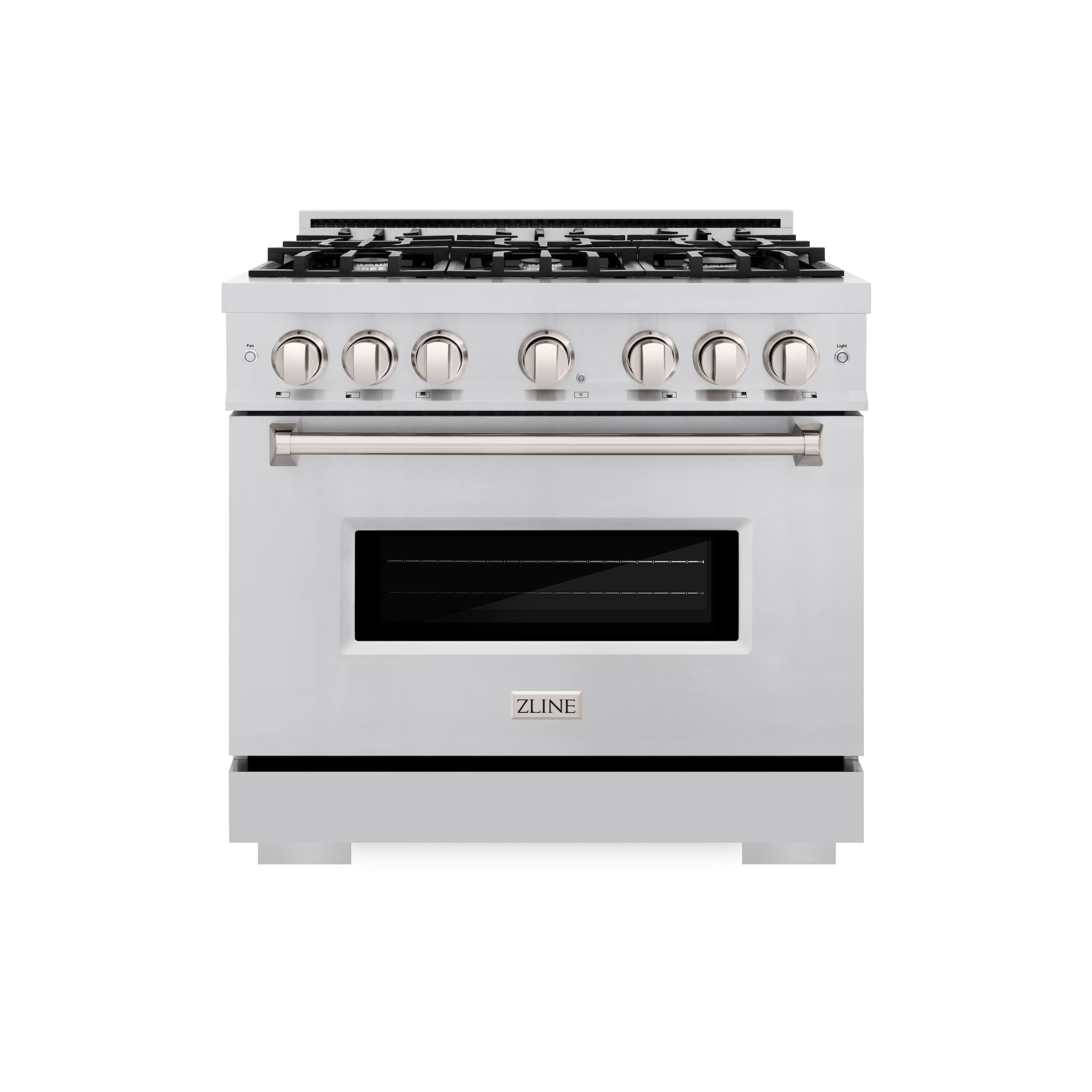 Front. ZLINE - 36" Classic Dual Fuel Range with 6 Burner Cooktop and Convection Oven (CDR36) - Stainless Steel.