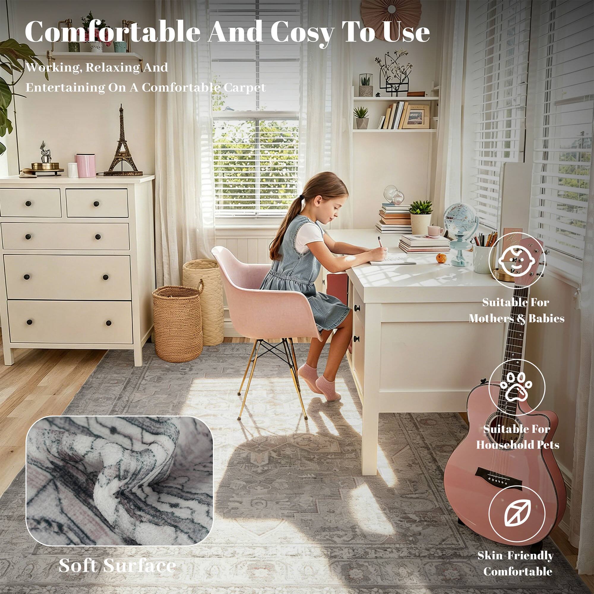Comfortable And Cosy To Use  
Working, Relaxing And Entertaining On A Comfortable Carpet  

Suitable For Mothers & Babies  
Suitable For Household Pets  
Soft Surface  
Skin-Friendly Comfortable