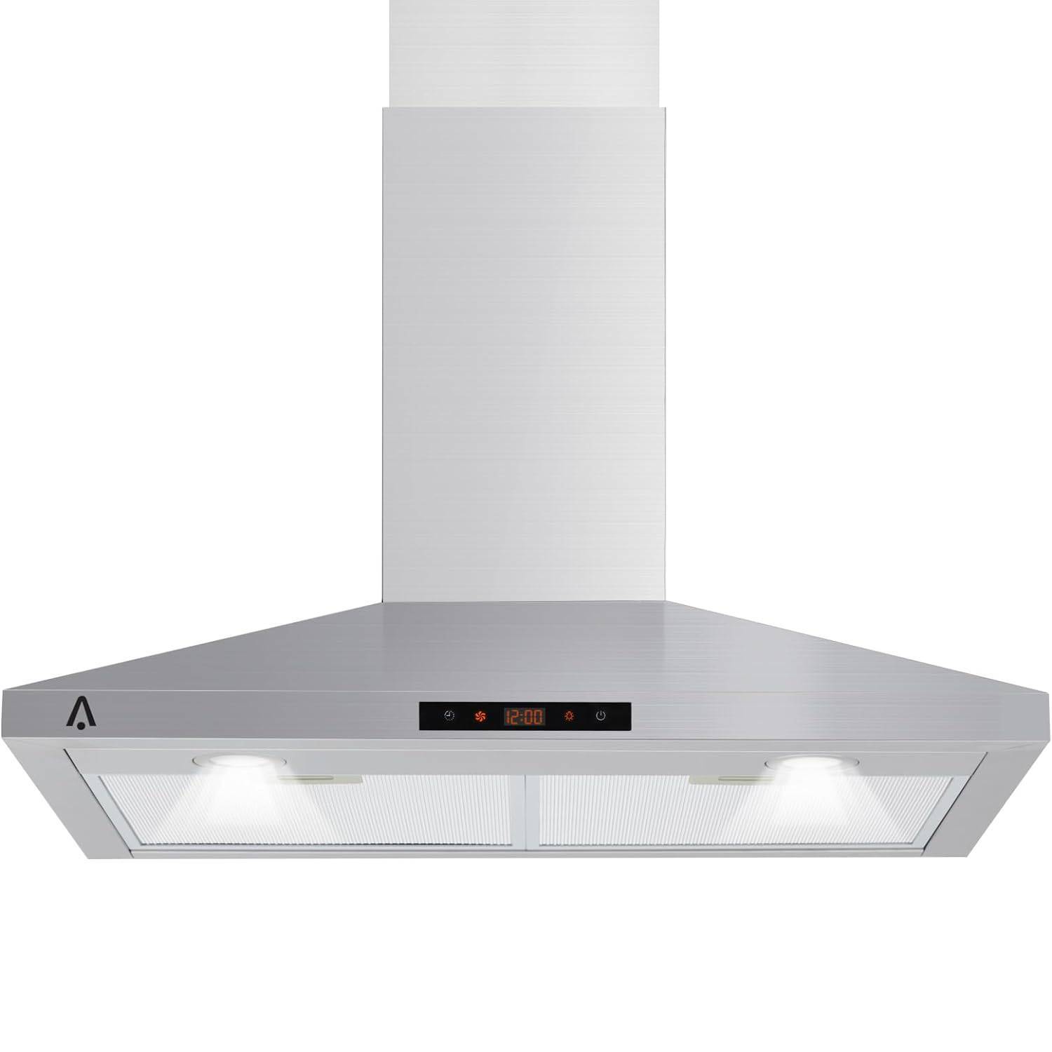 Front. Acekool - 30 Inch Range Hood, 400 CFM Wall Mount Vent Hood for Kitchen - Silver.