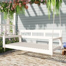 APRILSOUL - Wooden Twin Size Porch Swing Daybed Frame for Backyard,Outdoor - White