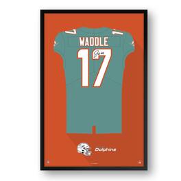 Sporticulture - Jaylen Waddle Miami Dolphins 14" x 20" Home Jersey Framed Art Print - Blue
