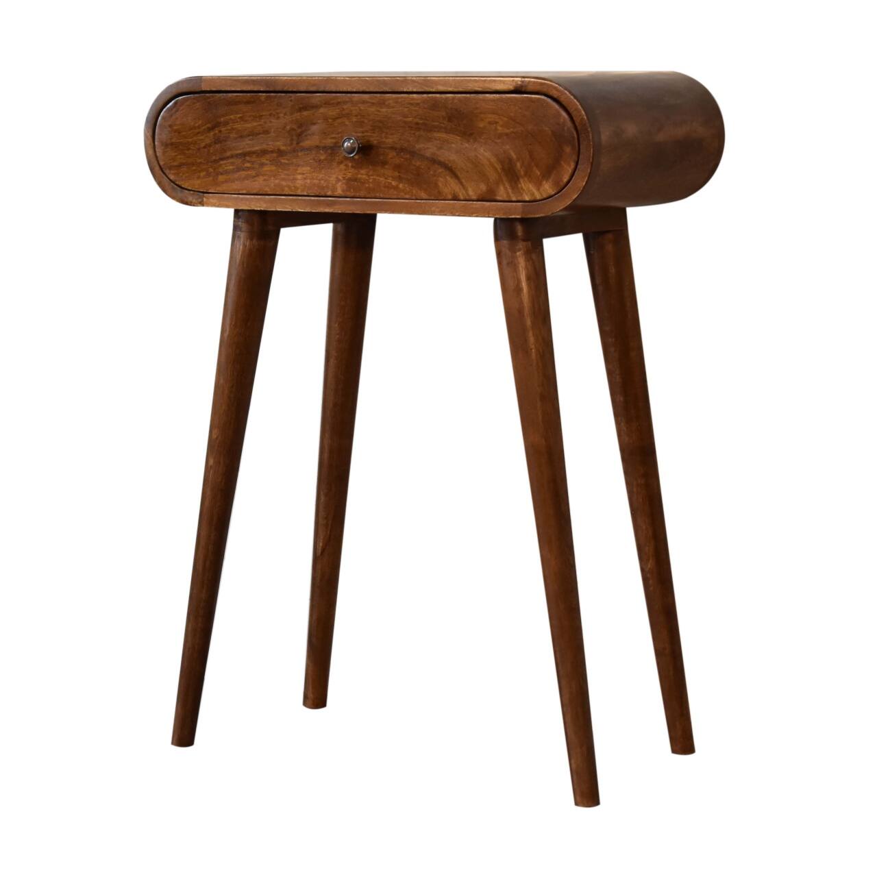 Back. Artisan Furniture - Artisan Furniture Solid Wood Mini Round Chestnut Console, 1 Drawer, Dark Brown - Brown.