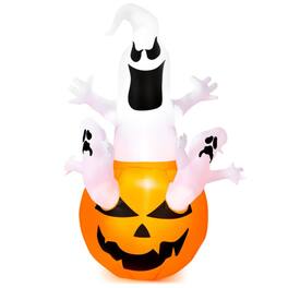 Boyel Living - 6ft LED Pumpkin Ghost Inflatable for Halloween Decor - Orange