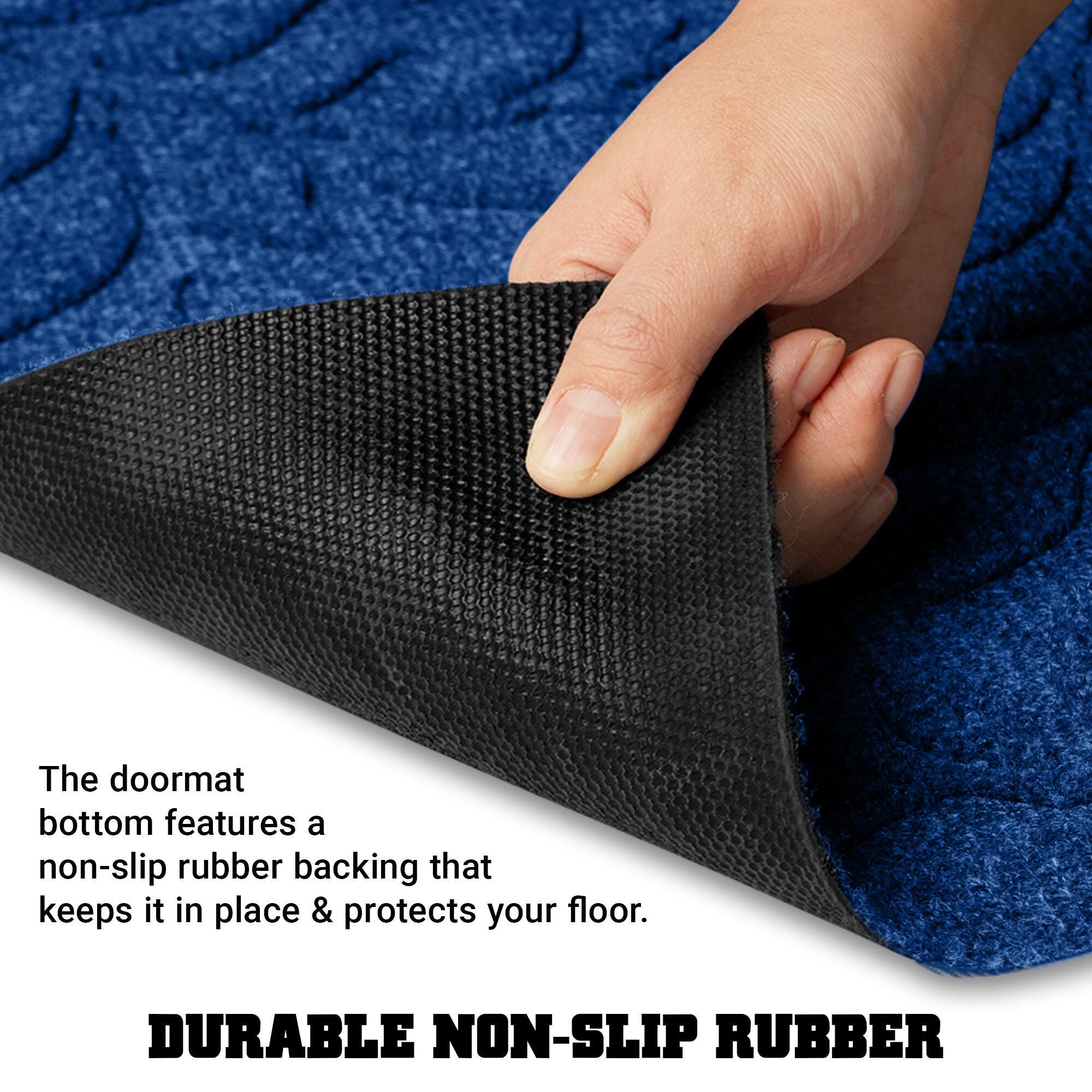 The doormat bottom features a non-slip rubber backing that keeps it in place & protects your floor.  
DURABLE NON-SLIP RUBBER