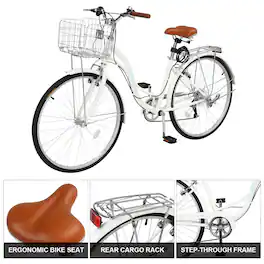Winado - 24 Inch Bicycles for Women, Beach Cruiser Bike with Premium Derailleur & Shift Lever, Adjustable Seat, High-Carbon Steel - Green