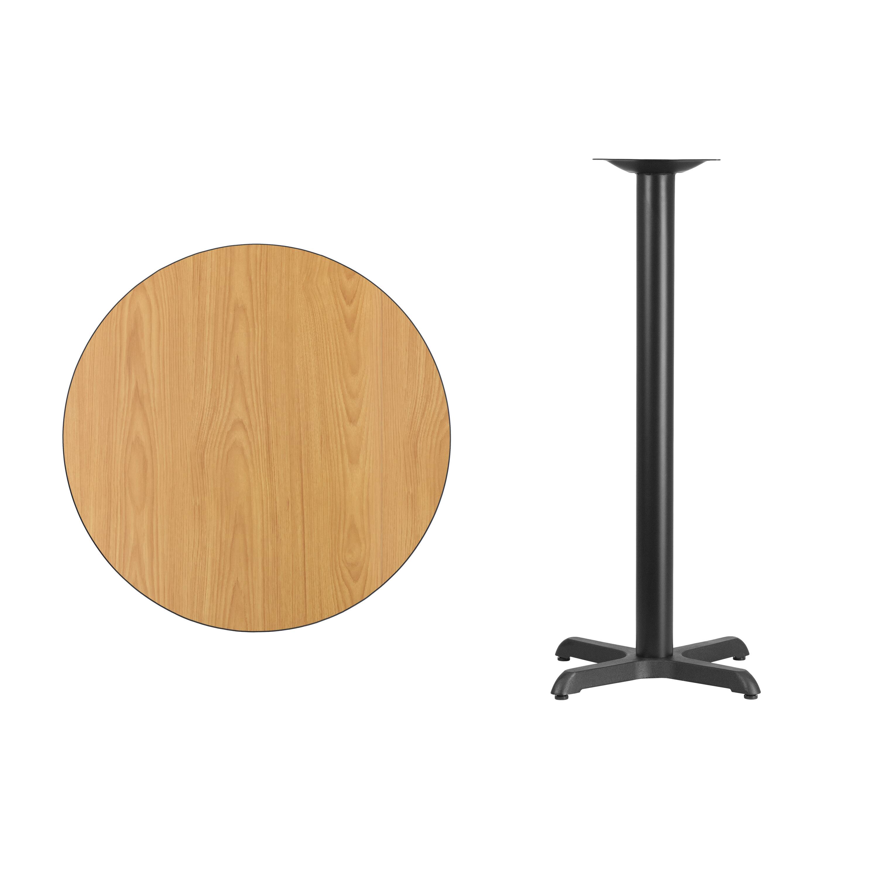 Alt View 2. Emma + Oliver - 30" Round Laminate Table Top with 22"x22" Bar Height Table Base - Natural.