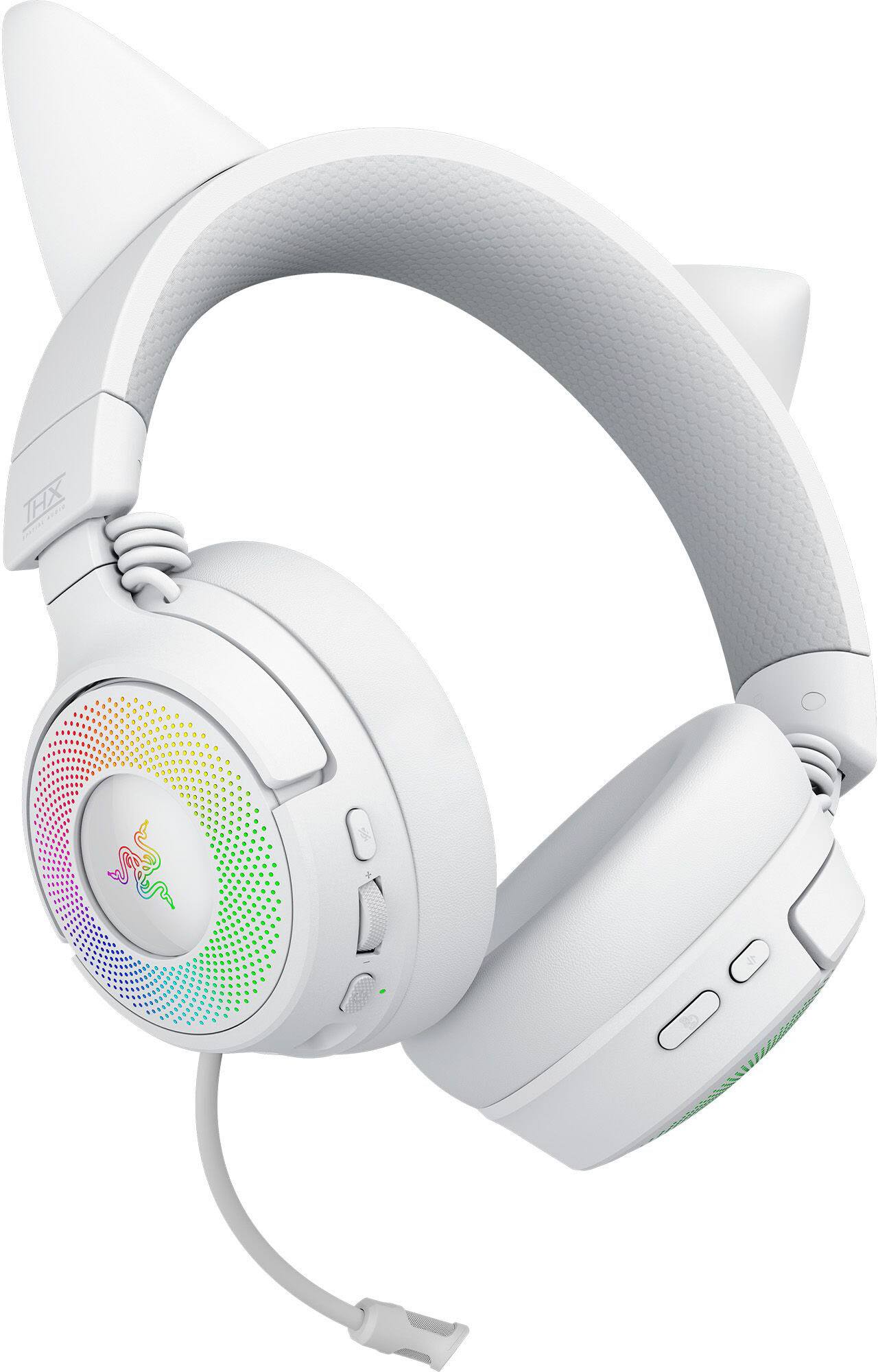 Alt View 4. Razer - Kraken Kitty V3 Pro Wireless Over-the-Ear Gaming Headset for PC, Mac, PlayStation, Nintendo Switch, Steam Deck - White.