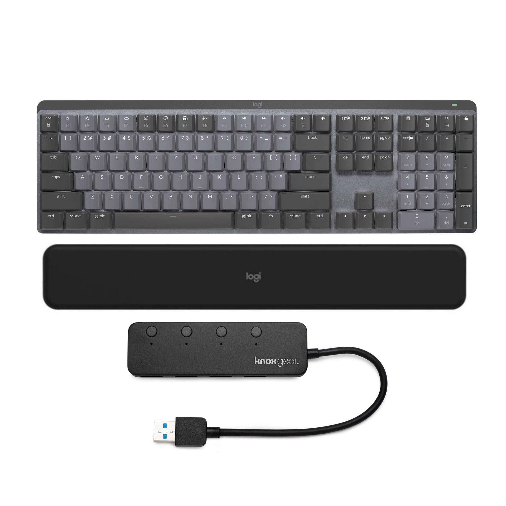 Logitech - MX Mechanical Wireless Keyboard (Clicky/ w/Palm Rest & USB Hub - Graphite