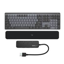 Logitech - MX Mechanical Wireless Keyboard (Clicky/ w/Palm Rest & USB Hub - Graphite