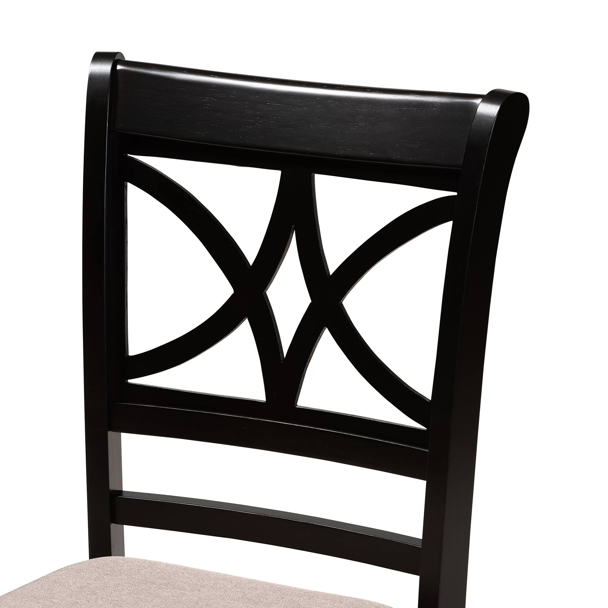 Left. Baxton Studio - Clarke Modern Fabric Upholstered and Espresso Finished Wood 4-Piece Dining Chair Set - Sand/Espresso Brown.