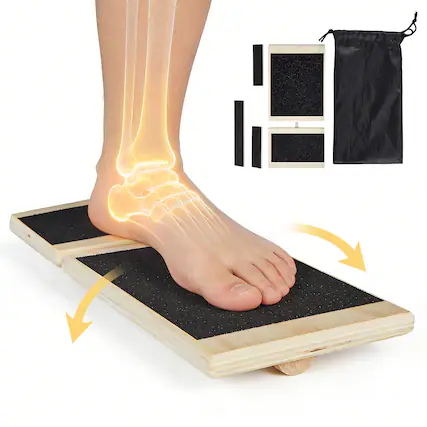 Front. VEVOR - Balance Board, Wobble Board Trainer for Adults Foot & Ankle Strengthening, Non-Slip Wood Premium Wooden Balance Training - Black.