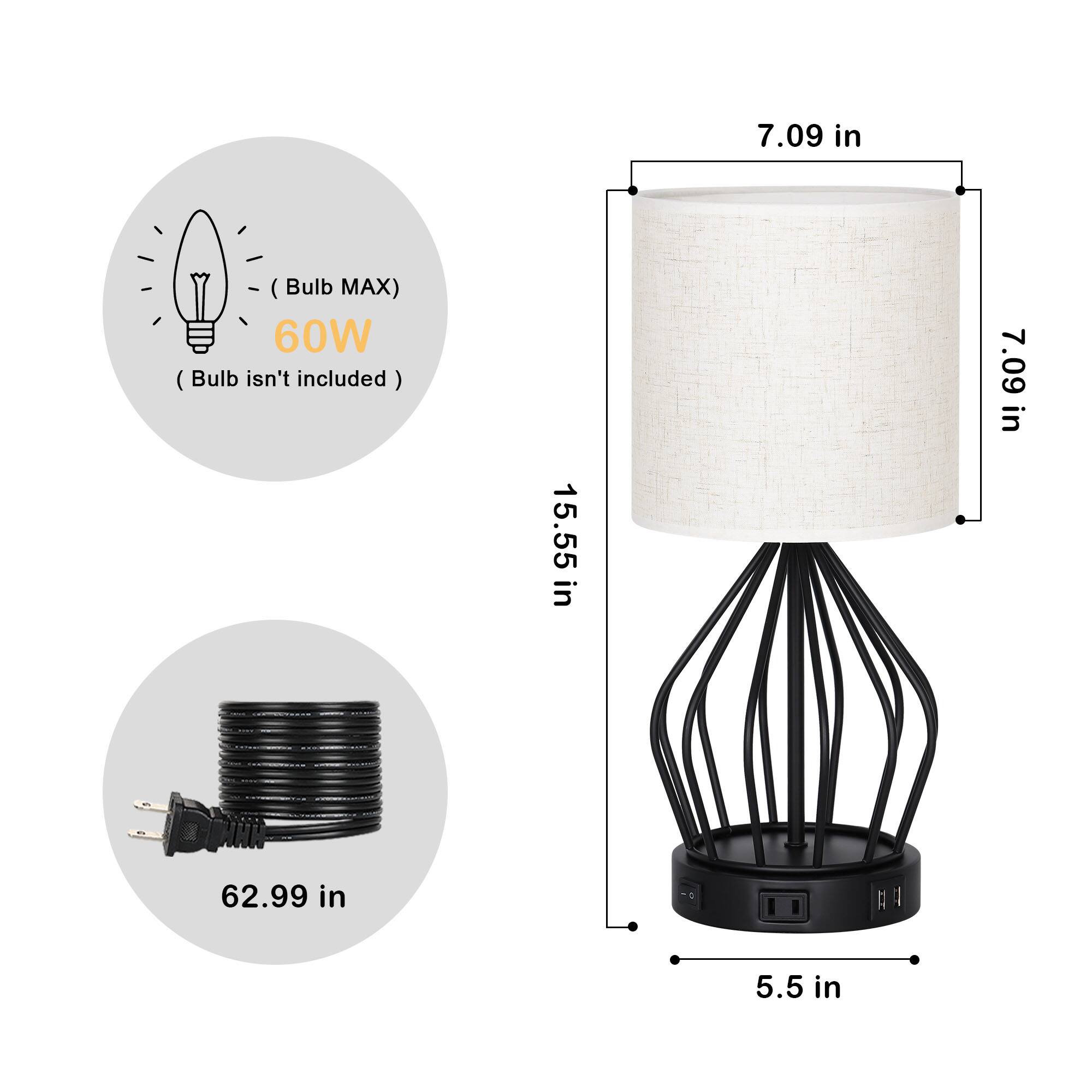 7.09 in (Bulb MAX)  
60W (Bulb isn't included)  
15.55 in  
7.09 in  
62.99 in  
5.5 in