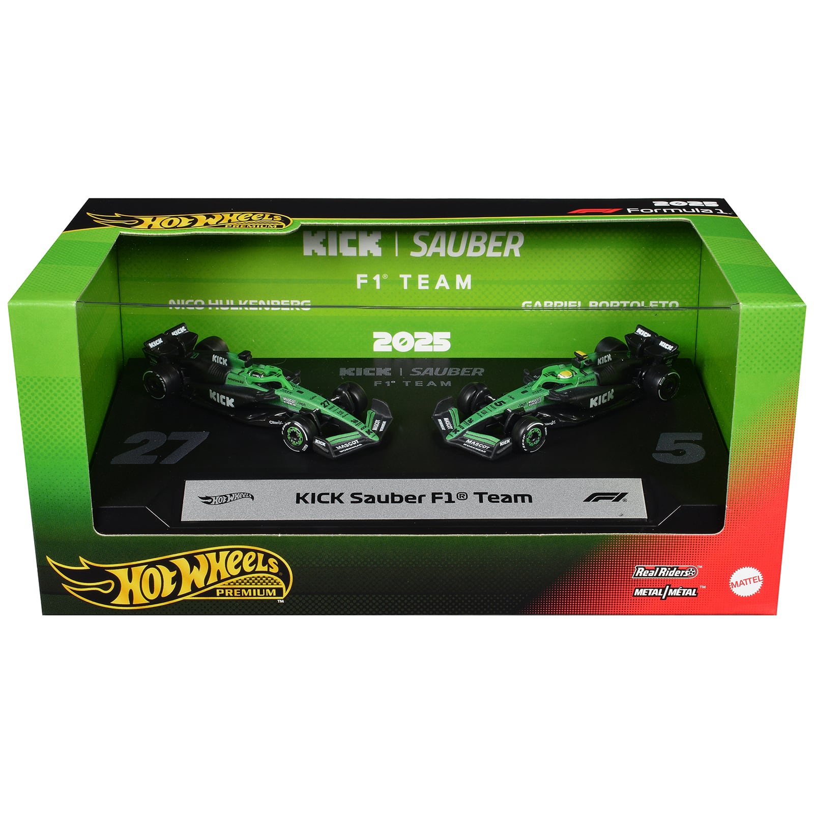 "Kick Sauber F1 Team" Formula One F1 World Championship (2025) 2 Piece Set Diecast Model Cars by Hot Wheels