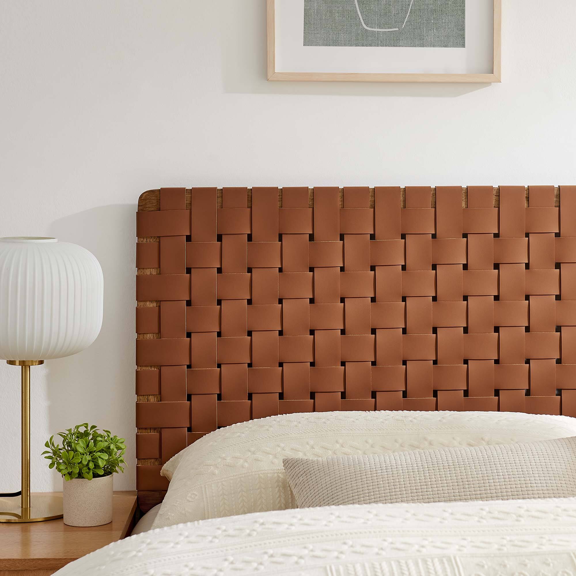 Alt View 4. Modway - Sparta Weave Vegan Leather Queen Headboard by Modway - Brown.