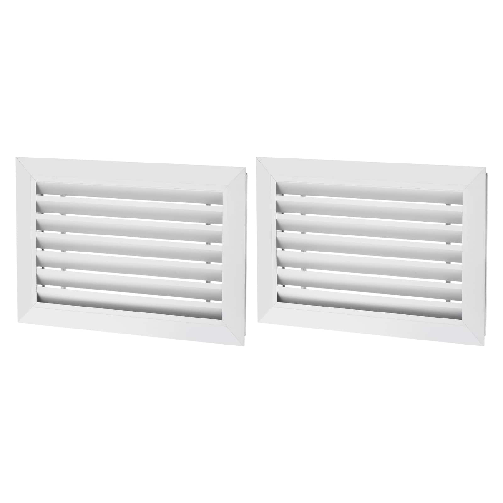 Unique Bargains - 16" x 10" Door Air Vent Cover 2pcs, Anodized Aluminum Alloy Louvered Grille Guard for Cabinet Wardrobe Door - Black