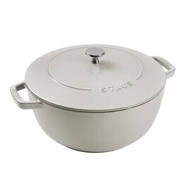 Staub - Cast Iron Essential French Oven, Dutch Oven, 5-quart, serves 5-6, Made in France - White Truffle