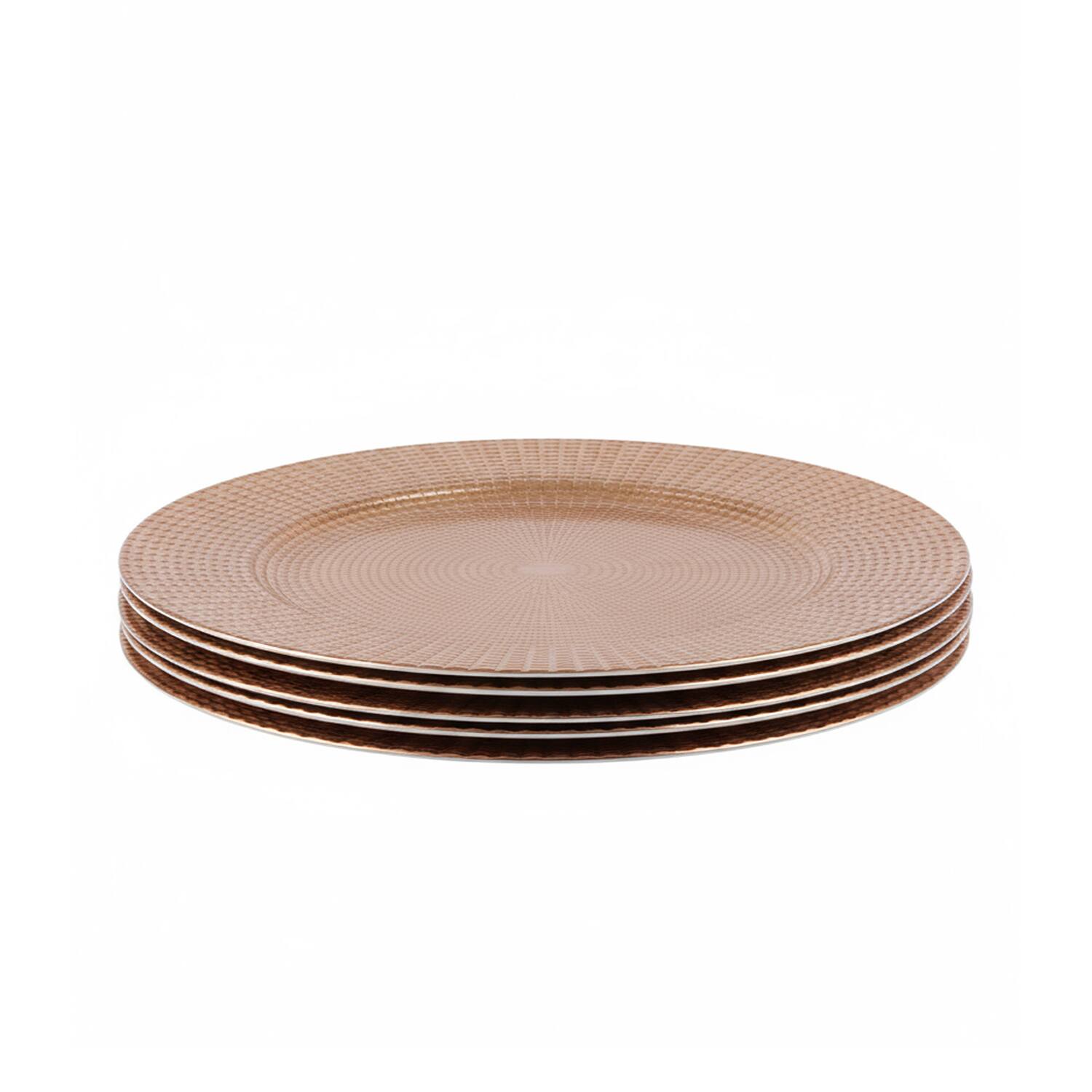 Angle. American Atelier - Estelle Gold Plated Set of 4 Charger Plates 13"D - Gold.