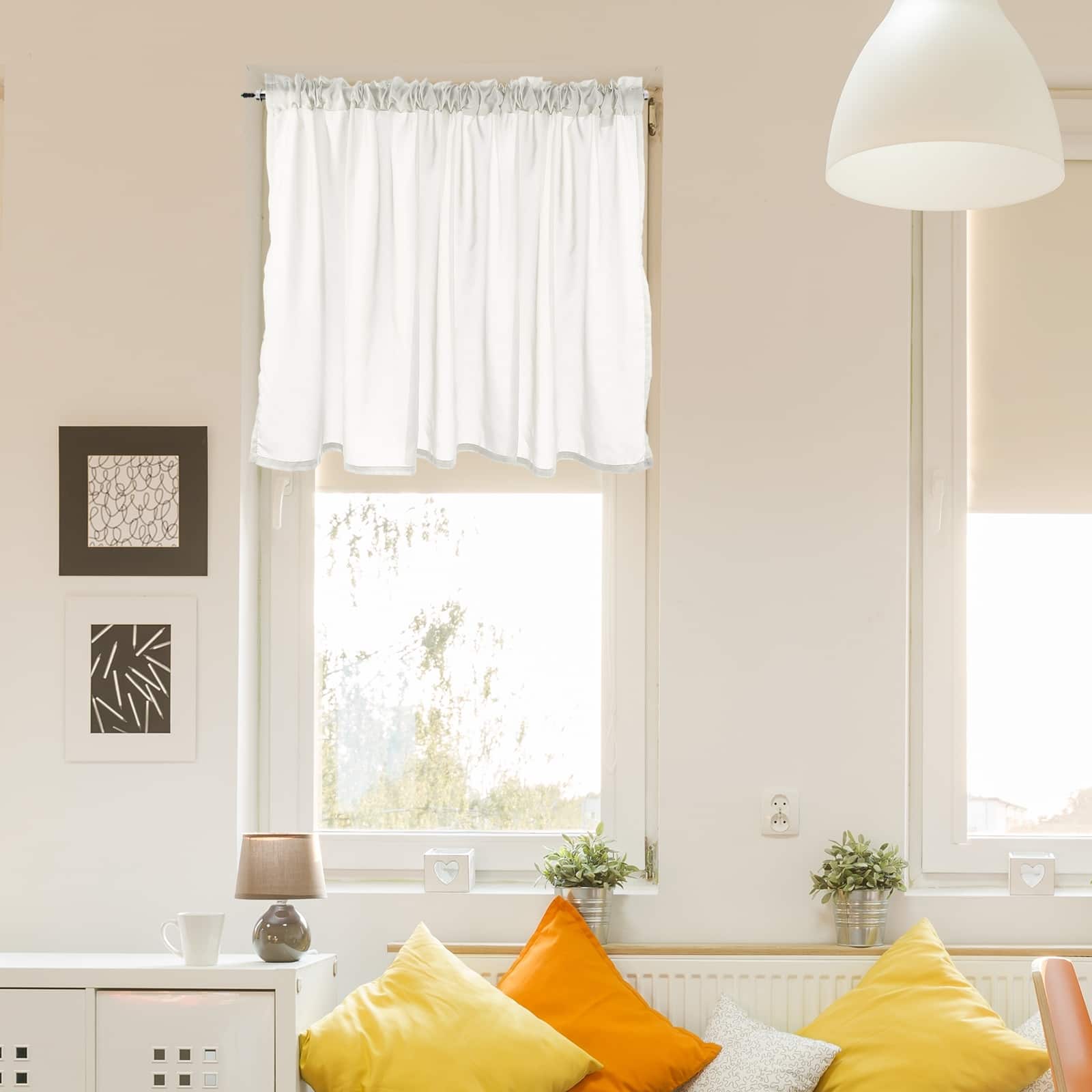 Unique Bargains - Curtain Valance, 27.5x51 in, Half Sheer Rod Pocket Valance for Kitchen Cafe Living Room Bedroom Bathroom, 1 Panel - Cream White price history on PriceWatchPro