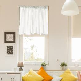 Unique Bargains - Curtain Valance, 27.5x51 in, Half Sheer Rod Pocket Valance for Kitchen Cafe Living Room Bedroom Bathroom, 1 Panel - Cream White