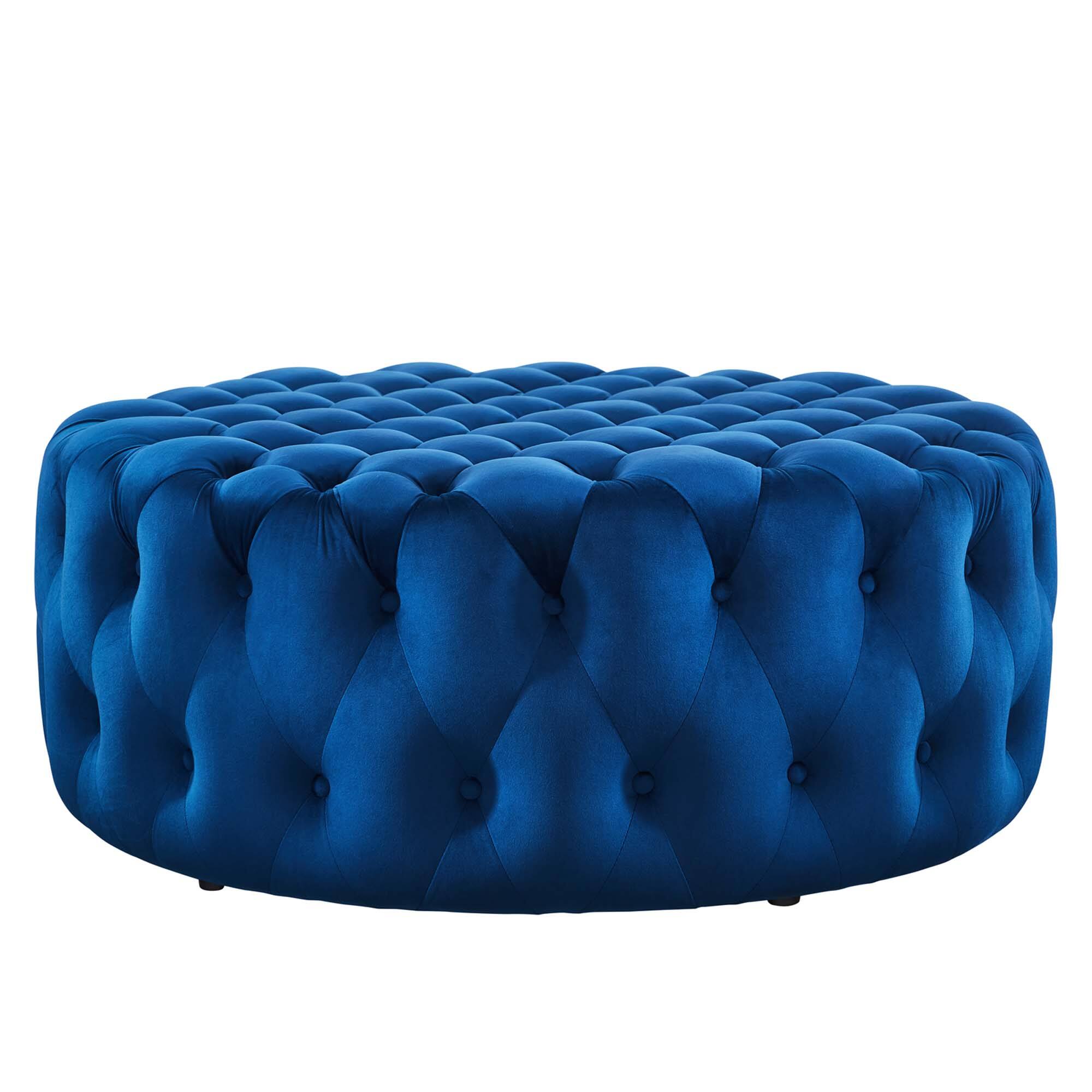 Alt View 1. Modway - Amour Tufted Button Large Round Performance Velvet Ottoman by Modway - EEI-5469-NAV.