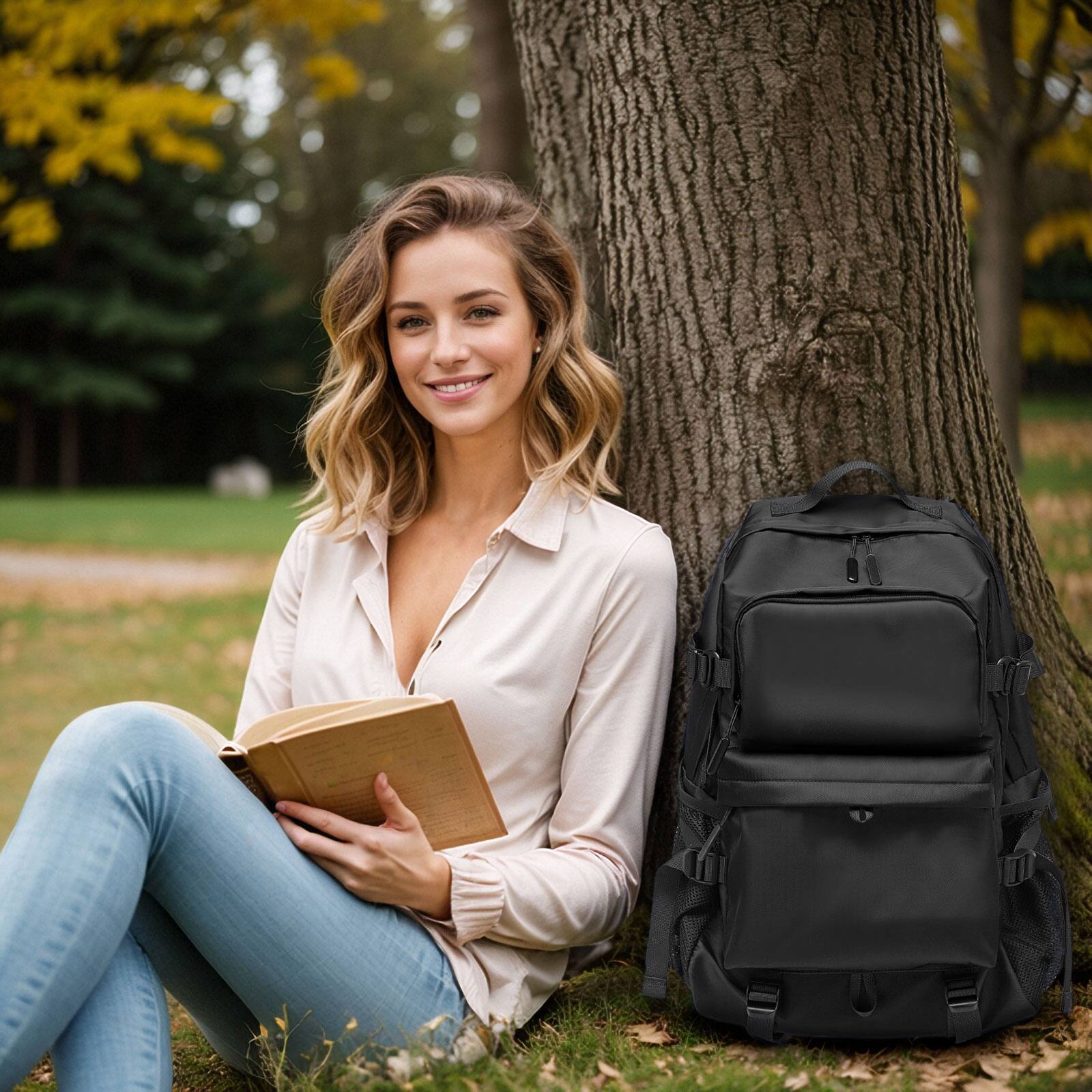 Alt View 6. Unique Bargains - 28L Laptop Backpack, Business for Men, Casual TSA Approved Travel for Women, Water Resistant Daypack - Black.