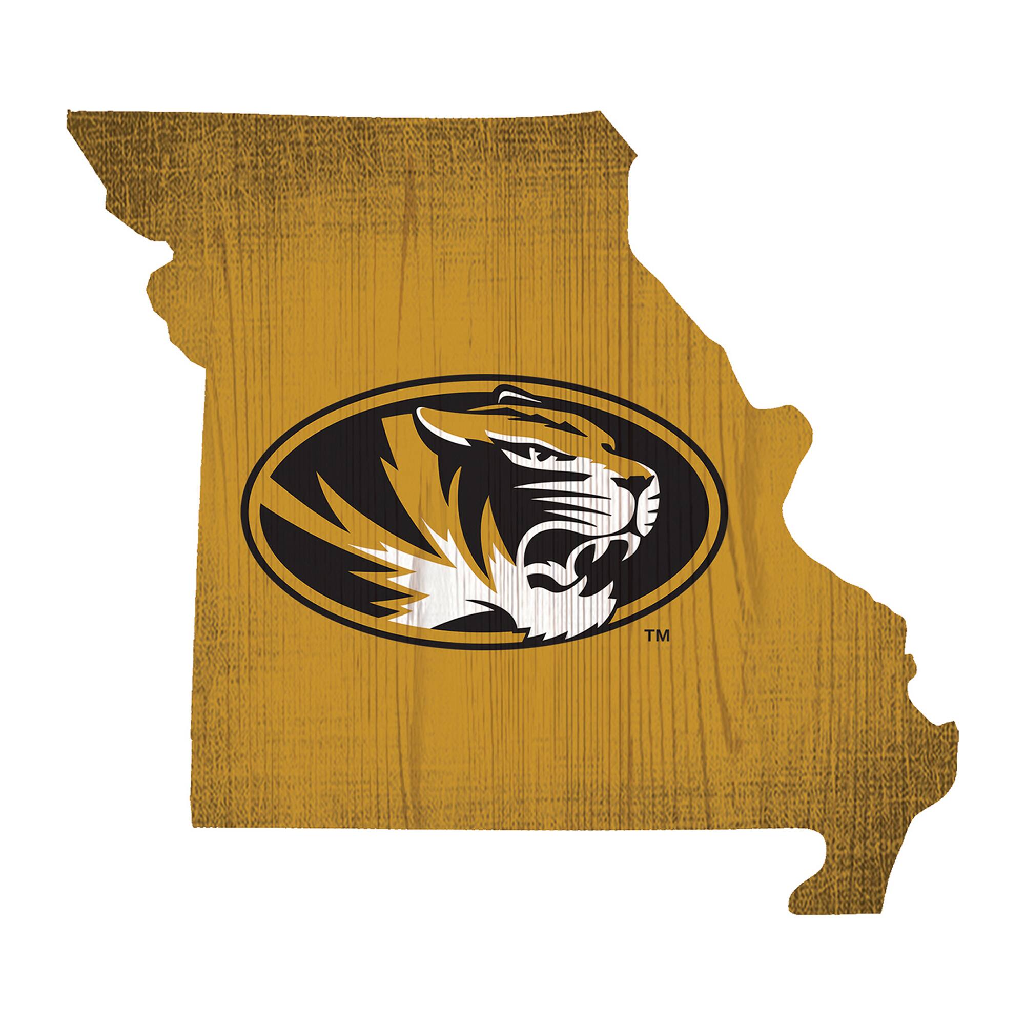 Front. Fan Creations - Missouri Tigers 12" Logo State Sign - Multicolor.