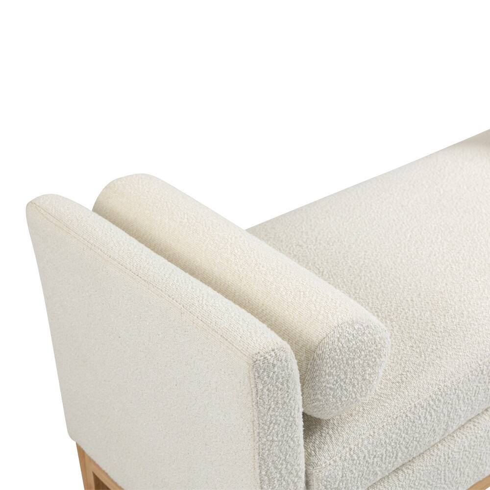 Alt View 8. Ropilly - Ropilly Ivory Boucle Upholstered End of Bed Bench with Bolster Pillows & Wood Legs for Bedroom Entryway - Ivory.