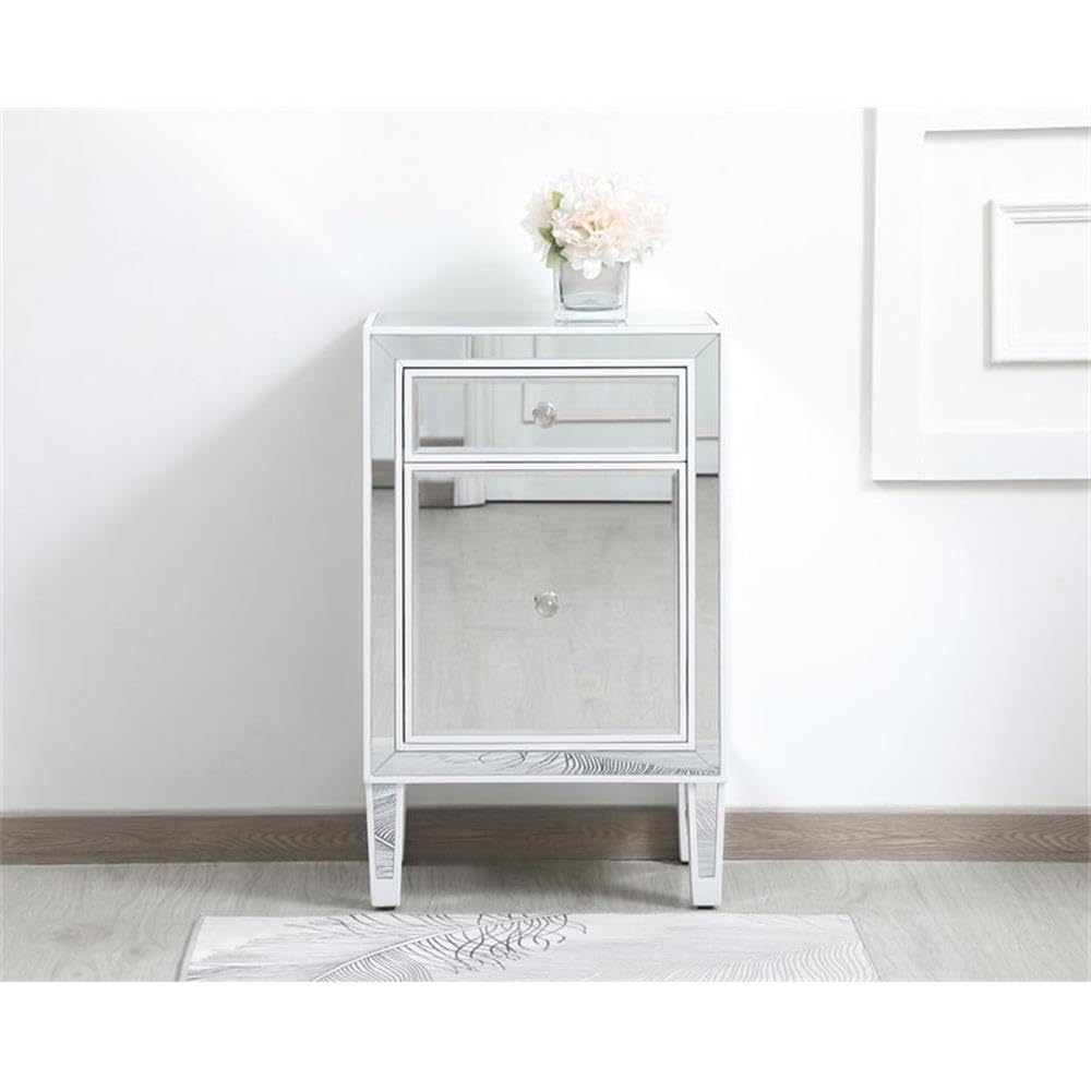 Alt View 3. Elegant Decor - 18 inch mirrored end table in white - White.