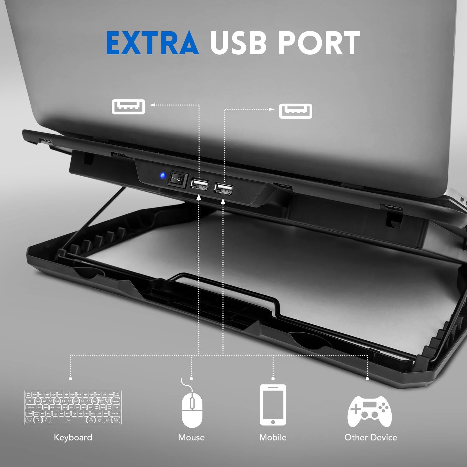 EXTRA USB PORT

- Keyboard
- Mouse
- Mobile
- Other Device